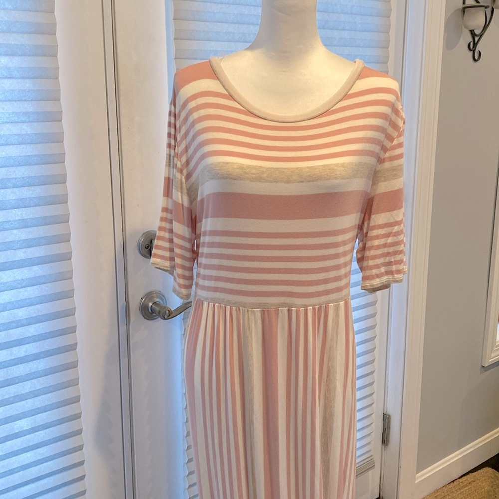 JODIFL Stripe On Cue Maxi Dress, Pink Size 2X